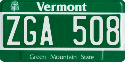 VT license plate ZGA508