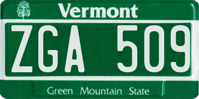 VT license plate ZGA509
