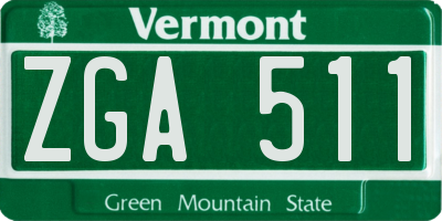 VT license plate ZGA511