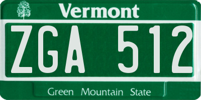 VT license plate ZGA512