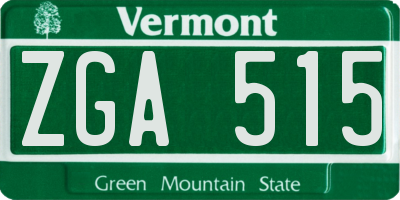 VT license plate ZGA515