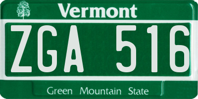 VT license plate ZGA516