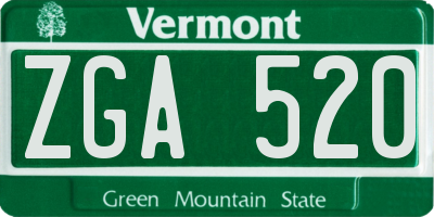 VT license plate ZGA520