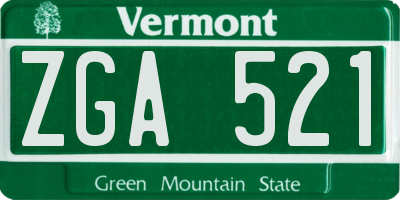 VT license plate ZGA521