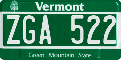 VT license plate ZGA522