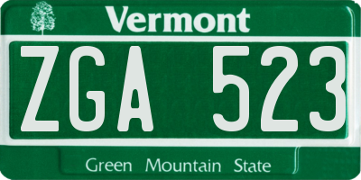VT license plate ZGA523