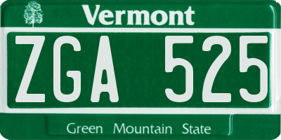 VT license plate ZGA525