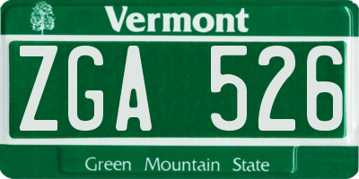VT license plate ZGA526