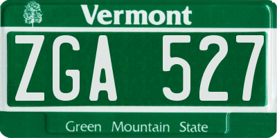 VT license plate ZGA527