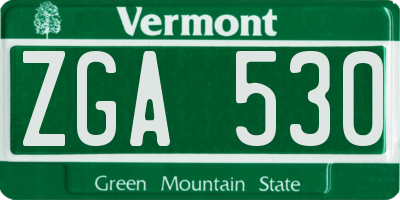 VT license plate ZGA530