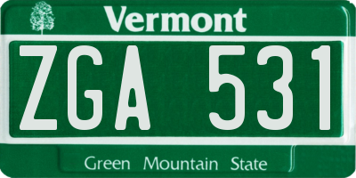 VT license plate ZGA531