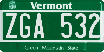 VT license plate ZGA532
