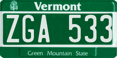 VT license plate ZGA533