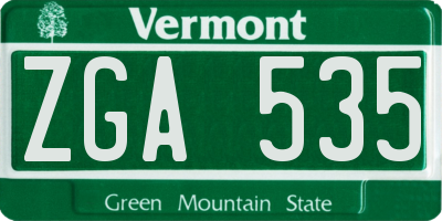 VT license plate ZGA535
