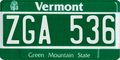 VT license plate ZGA536