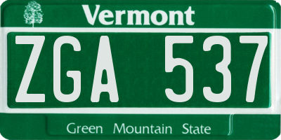 VT license plate ZGA537