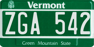 VT license plate ZGA542