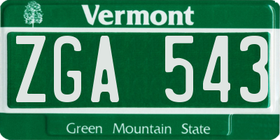 VT license plate ZGA543