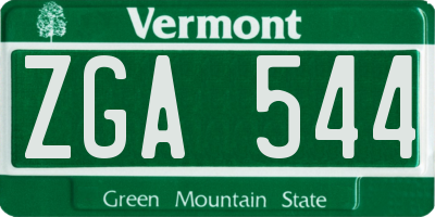 VT license plate ZGA544