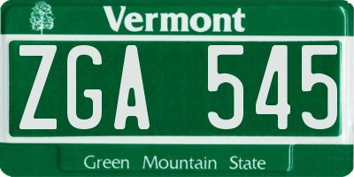 VT license plate ZGA545