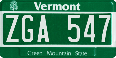 VT license plate ZGA547