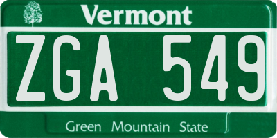 VT license plate ZGA549