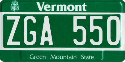 VT license plate ZGA550