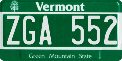 VT license plate ZGA552