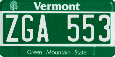 VT license plate ZGA553