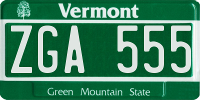 VT license plate ZGA555