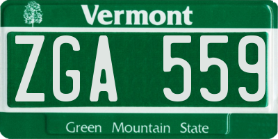 VT license plate ZGA559