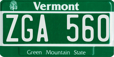 VT license plate ZGA560