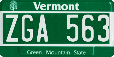 VT license plate ZGA563
