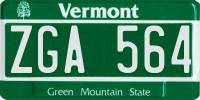 VT license plate ZGA564