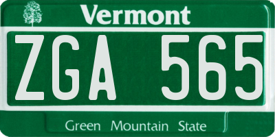 VT license plate ZGA565