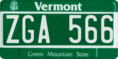 VT license plate ZGA566
