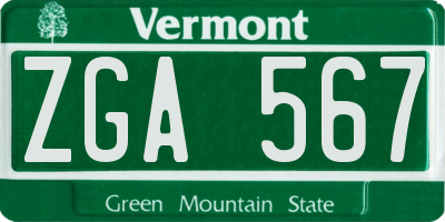 VT license plate ZGA567