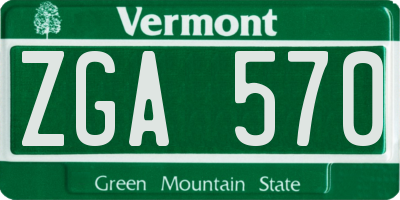 VT license plate ZGA570