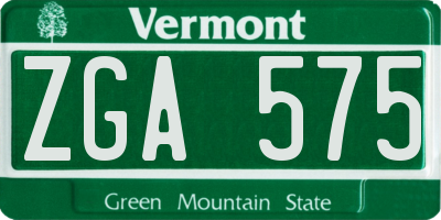 VT license plate ZGA575
