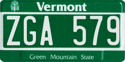 VT license plate ZGA579