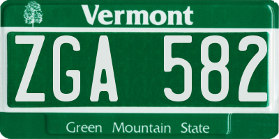VT license plate ZGA582