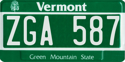 VT license plate ZGA587