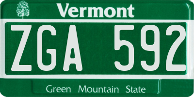 VT license plate ZGA592