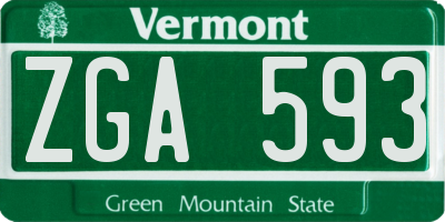 VT license plate ZGA593