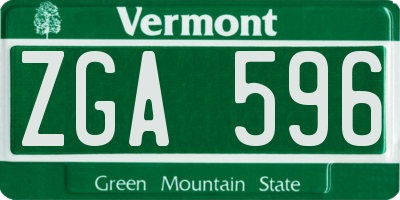 VT license plate ZGA596