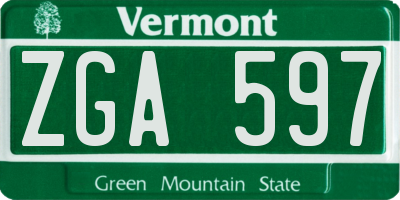 VT license plate ZGA597