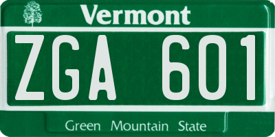VT license plate ZGA601