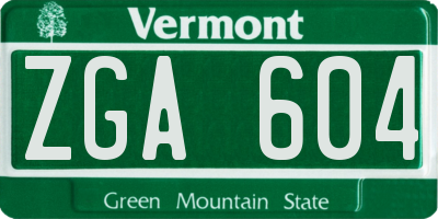 VT license plate ZGA604