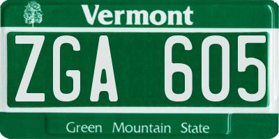 VT license plate ZGA605