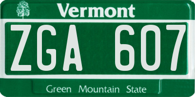 VT license plate ZGA607